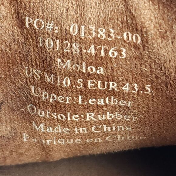 OluKai Men's Moloa US 10,5 Brown Leather Flats Loafer Slippers Shoes - Picture 13 of 14